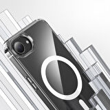 iPhone 16E Kılıf Magsafe Şarj Özellikli Şeffaf Sert PC Embos Kılıf