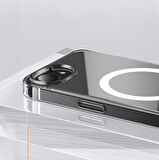 iPhone 16E Kılıf Magsafe Şarj Özellikli Şeffaf Sert PC Embos Kılıf