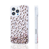 iPhone 16 Pro Max Kılıf Sıvılı Simli Baskılı Şeffaf Arka Yüzey Mossa Silikon Kılıf