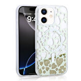 iPhone 11 Kılıf Sıvılı Simli Baskılı Şeffaf Arka Yüzey Mossa Silikon Kılıf