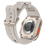 Watch Ultra 49mm KRD-117 Hava Alabilen Delikli Metal Süslemeli Desenli Silikon Kordon