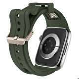 Watch 7 45mm KRD-117 Hava Alabilen Delikli Metal Süslemeli Desenli Silikon Kordon