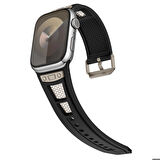 Watch 44mm KRD-117 Hava Alabilen Delikli Metal Süslemeli Desenli Silikon Kordon