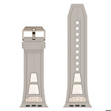 Watch 42mm KRD-117 Hava Alabilen Delikli Metal Süslemeli Desenli Silikon Kordon