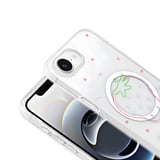 iPhone 17E Kılıf M-Safe Şarj Özellikli Şeffaf Folk Sert Kılıf Çilek