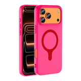 iPhone 17 Pro Kılıf M-Safe Şarj Özellikli Aris Silikon Kılıf Koyu Pembe