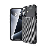 iPhone 16 Plus Kılıf Negro Karbon Tasarım Silikon Kılıf