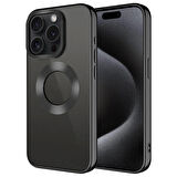 iPhone 15 Pro Kılıf Tek Kamera Çerçeveli Logo Gösteren Omega Kılıf