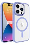 Apple iPhone 15 Pro Max Kılıf Wireless Şarj Özellikli Krom Magsafe Silikon Kılıf