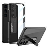 Galaxy S24 Kılıf Kamera Korumalı Şeffaf Tasarımlı Lego Standlı Kılıf