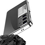 Galaxy S24 Kılıf Kamera Korumalı Şeffaf Tasarımlı Lego Standlı Kılıf