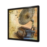 Gramofon Çerçeveli Cam Tablo
