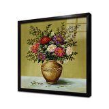 Vazoda Çiçekler Çerçeveli Cam Tablo