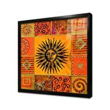 Etnik Motif Çerçeveli Cam Tablo