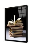 Kitap In Uçuşan Yaprakları Çerçeveli Cam Tablo