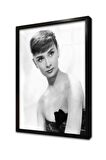 Siyah Beyaz Audrey Hepburn Çerçeveli Cam Tablo