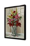 Vazoda Çiçekler Çerçeveli Cam Tablo