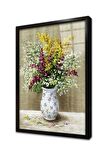 Vazoda Çiçekler Çerçeveli Cam Tablo