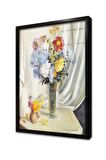 Vazoda Çiçekler Çerçeveli Cam Tablo