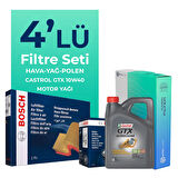 BOSCH Fiat Palio 1.2 Benzinli Filtre Bakım Seti Castrol Motor Yağlı (2000-2012) 4 Lü