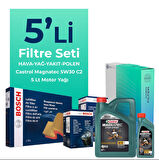 BOSCH Kia Venga 1.6 Dizel Filtre Bakım Seti Castrol Motor Yağlı (2010-2014) 5 Li