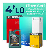 Filtron Peugeot 207 1.4 Dizel Filtre Bakım Seti Castrol Motor Yağlı (2011-2013) 4 Lü