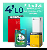 Filtron Peugeot 208 1.2 Benzin Turbo Filtre Bakım Seti Castrol Motor Yağlı (2019-2024) 4 Lü