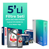 BOSCH Renault Megane 1.5 Dizel BlueDCi Filtre Bakım Seti Castrol Motor Yağlı (2017-2022) 5 Li