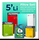 Filtron Citroen Jumper 2.0 BlueHDi Dizel Filtre Bakım Seti Castrol Motor Yağlı (2015-2020) 5 Li