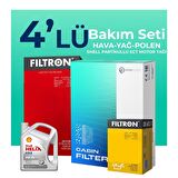 Filtron Renault Taliant 1.0 Benzin TCe Filtre Bakım Seti Shell Motor Yağlı (2021-2024) 4 Lü