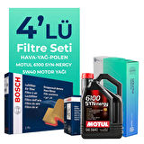 BOSCH Fiat Grande Punto 1.4 Benzinli Filtre Bakım Seti Motul Motor Yağlı (2005-2013) 4 Lü