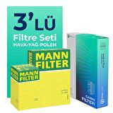 MANN Fiat Linea 1.4 Benzin 77 HP Filtre Bakım Seti (2009-2017) 3 LU
