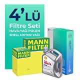MANN BMW 1.16 i Filtre Bakım Seti Shell Motor Yağlı (2005-2007) 4 Lü