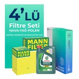 MANN Chevrolet Aveo / Kalos 1.4 Filtre Bakım Seti Castrol Motor Yağlı (2003-2009) 4 Lü