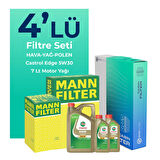 MANN Amarok 2.0 Dizel Filtre Bakım Seti Castrol Motor Yağlı (2010-2017) 4 Lü