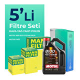 MANN Fiat Egea 1.6 Dizel Filtre Bakım Seti Motul Motor Yağlı (2015-2023) 5 Li