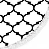 Dekoreko İnci Halı Dijital Saçaklı Yuvarlak 2025 Beyaz-