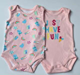  2'li Kız Bebek Atlet Zıbın Body 100% Cotton 3çıtçıtlı Zarf Yakalı