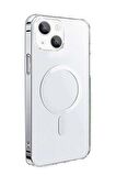 Apple iPhone 14 Wiwu Magsafe Şarj Özellikli Lens Korumalı Şeffaf Silikon Kapak
