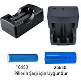 Hedyex 26650 Şarj Aleti 2Li 18650-26650 Fener Pilleri İçin Şarj Cihazı