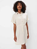 Pi̇qe Elbi̇se Gömlek Yaka Kısa Kol Diz Üstü Regular Fit Beyaz Renk Elbise
