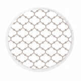 Dekoreko İnci Halı Dijital Saçaklı Yuvarlak 2025 Beyaz-