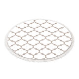 Dekoreko İnci Halı Dijital Saçaklı Yuvarlak 2025 Beyaz-