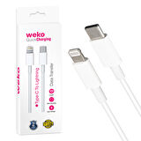 Weko Wk-21445 Type-c To Lightning Beyaz 1 Metre Şarj Kablosu Type-c İphone Şarj Aleti Kablosu