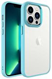 iPhone 14 Pro Kılıf Ekran ve Kamera Çıkıntılı Kenarları Renkli Şeffaf Kapak