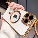 Iphone 14 Tam Uyumlu Köşeleri Renkli Şeffaf Kamera Korumalı Magsafe Luxury Kılıf 