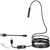 Ayt Powermaster 3in1 Micro Usb Type C Pc 8 Mm Işıklı 5 Metre Endeskop Yılan Kamera