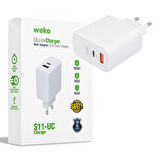Weko WK-21446 25 Watt Telefon Şarj Adaptörü Usb Type-c Cep Telefonu Şarj Adaptörü