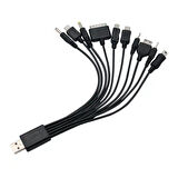 Ayt Powermaster PM-4309 Çok Fonksiyonlu 10 in 1 USB Şarj Aleti Kablosu Çoklu Şarj Kablosu Uçları 