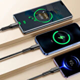 Ayt Powermaster 3 İn 1 Siyah 1.2 Metre Type-c Micro Lightning İphone Şarj Data Kablosu
